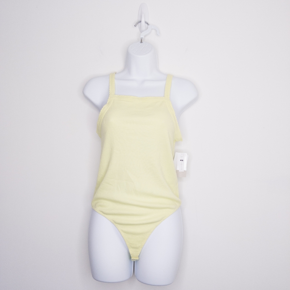 BP. Sleeveless Bodysuit Yellow Medium Women's Cute Shirt